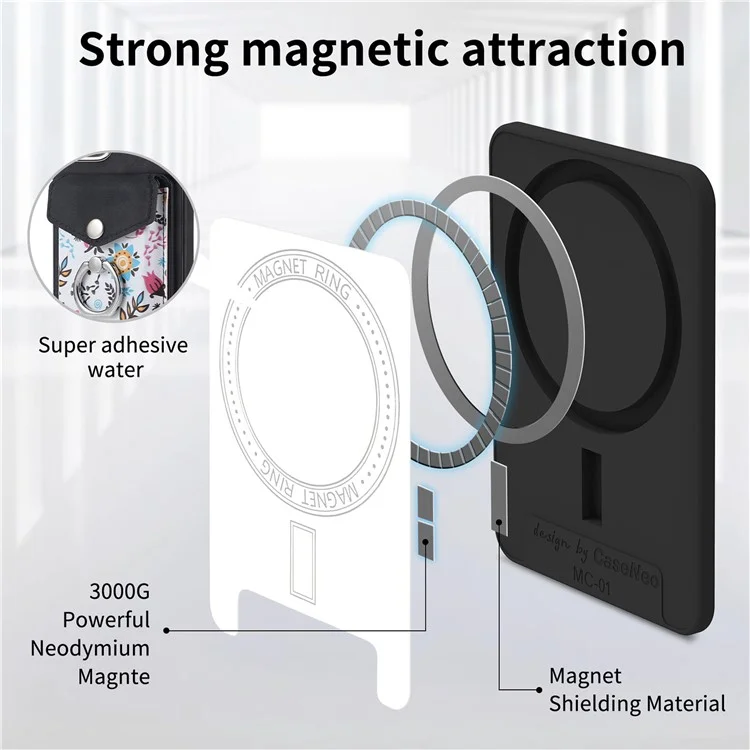 E3 For Samsung Galaxy A05 4G Magnetic Case Rotary Ring Holder Phone Cover Card Bag - Black