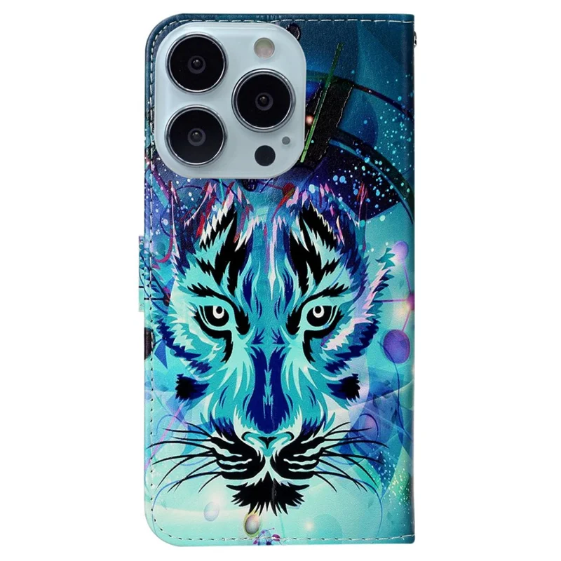 Per iPhone 16 Pro Max Case Pattern Printed Leather Phone Cover con Stand 3 Card Holder - Wolf
