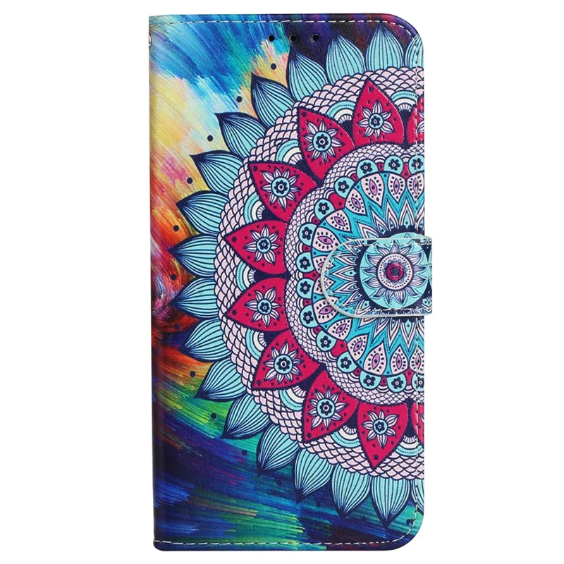 For iPhone 16 Pro Max Case Pattern Printed Leather Phone Cover with Stand 3 Card Holder - Mandala Flower