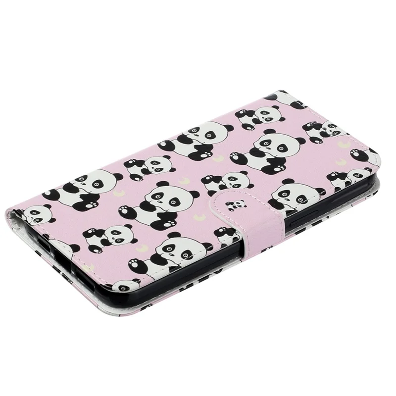 For iPhone 16 Case Leather Card Slot Holder Flip Phone Cover Pattern Printing - Panda