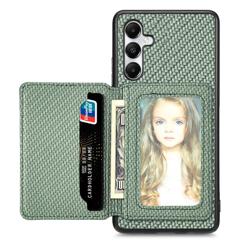 Per Samsung Galaxy A05s 4G Case Card Slots Leather Coated PC+TPU Phone Cover - Verde