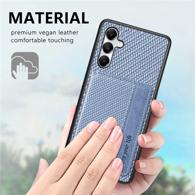 For Samsung Galaxy A05s 4G Case Card Slots Leather Coated PC+TPU Phone Cover - Brown