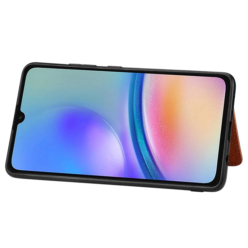 For Samsung Galaxy A05s 4G Case Card Slots Leather Coated PC+TPU Phone Cover - Brown