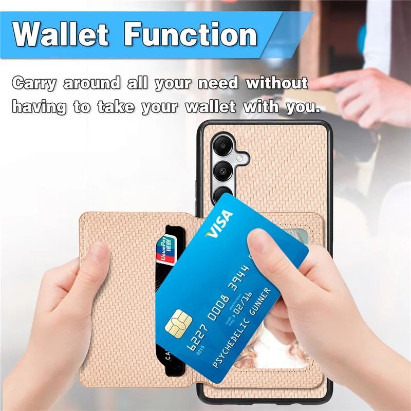 For Samsung Galaxy A05s 4G Case Card Slots Leather Coated PC+TPU Phone Cover - Brown