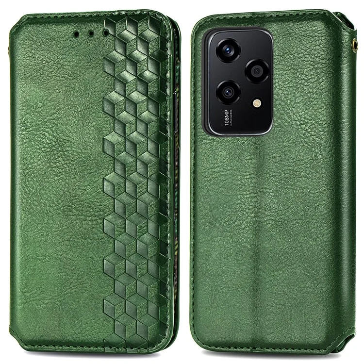 For Honor 200 Lite Case Rhombus Wallet Leather Phone Cover Stand View - Vert