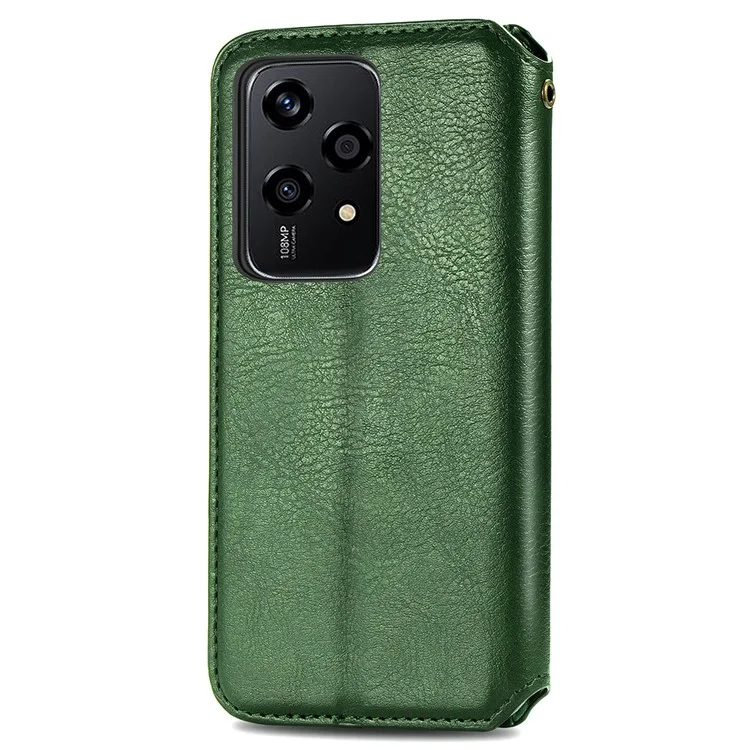 For Honor 200 Lite Case Rhombus Wallet Leather Phone Cover Stand View - Vert