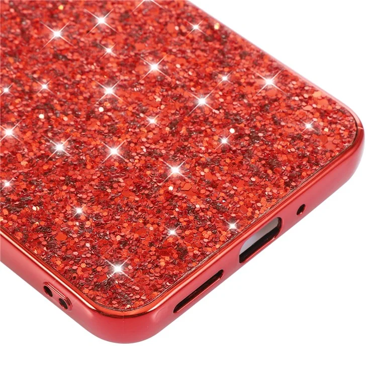 For Xiaomi Redmi 13C 4G / 5G / 13R 5G / Poco C65 4G / M6 5G Case TPU + PC Glitter Phone Cover - Red