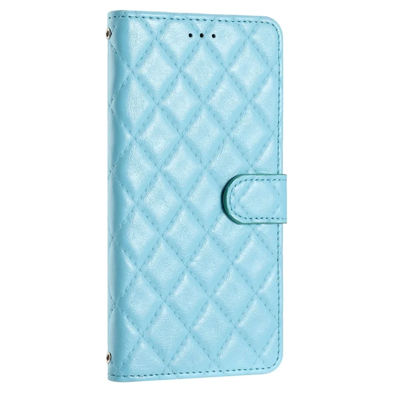 Per iPhone 16 Pro Case Rhombus PU Leather Flip Phone Cover Card Slots - Blu
