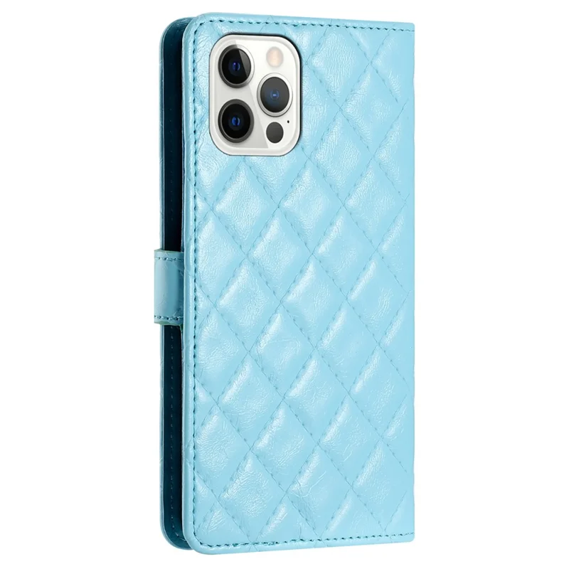 Per iPhone 16 Pro Case Rhombus PU Leather Flip Phone Cover Card Slots - Blu