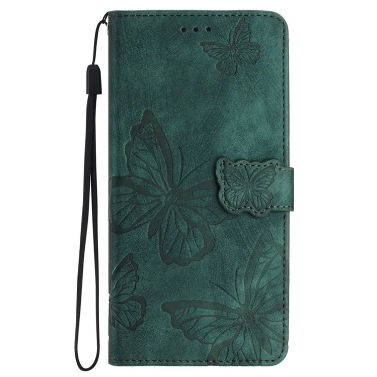 Für iPhone 16 Case PU Leder Haut Feeling Butterfly Wallet Phone Cover - Grün