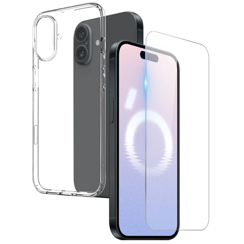 NORTHJO For iPhone 16 Plus Clear TPU Case with Tempered Glass Screen Protector