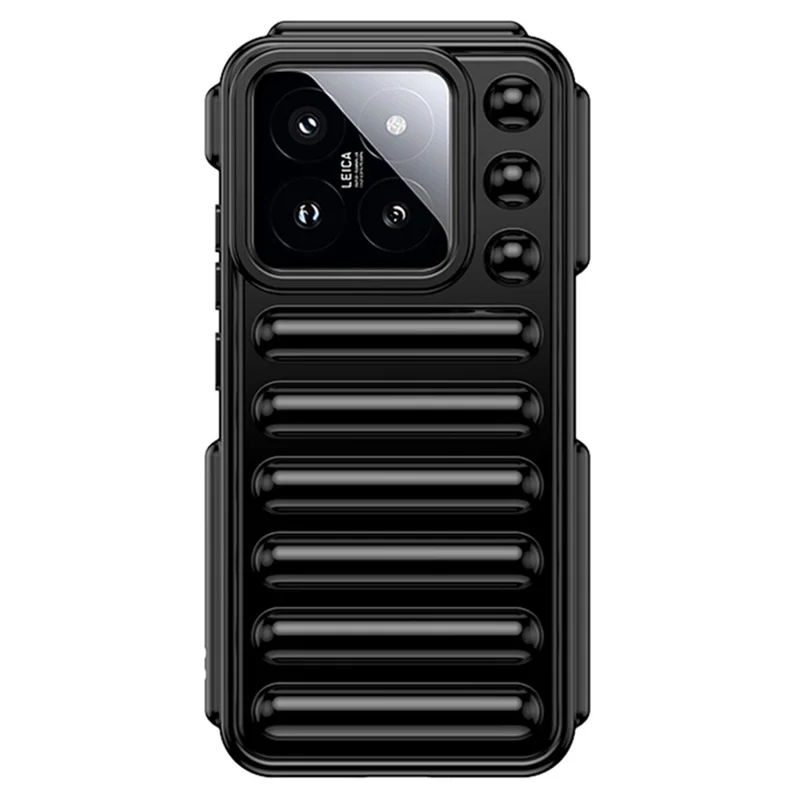 Série de cápsulas para Xiaomi 14 Case TPU Rugged Ribbed Protective Phone Cover - Preto