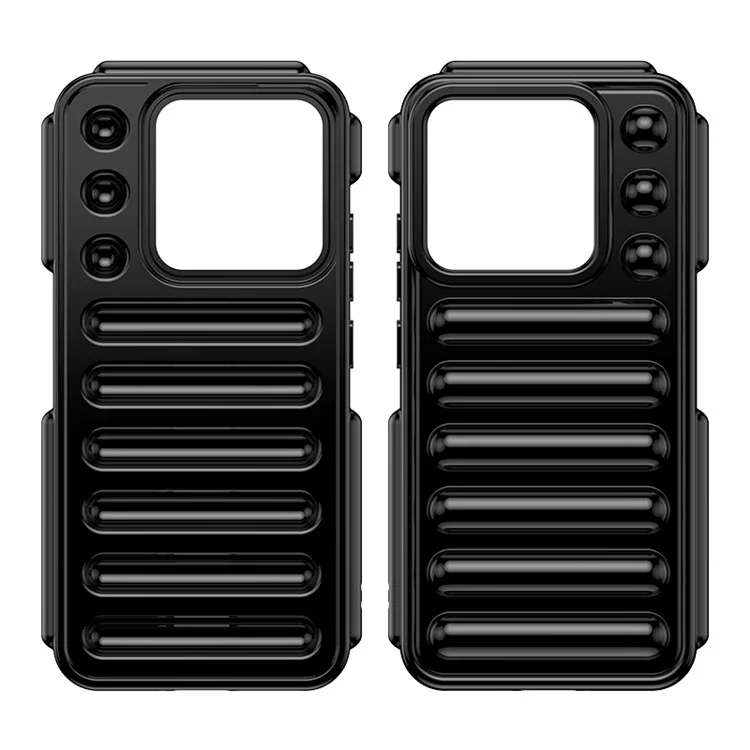 Série de cápsulas para Xiaomi 14 Case TPU Rugged Ribbed Protective Phone Cover - Preto