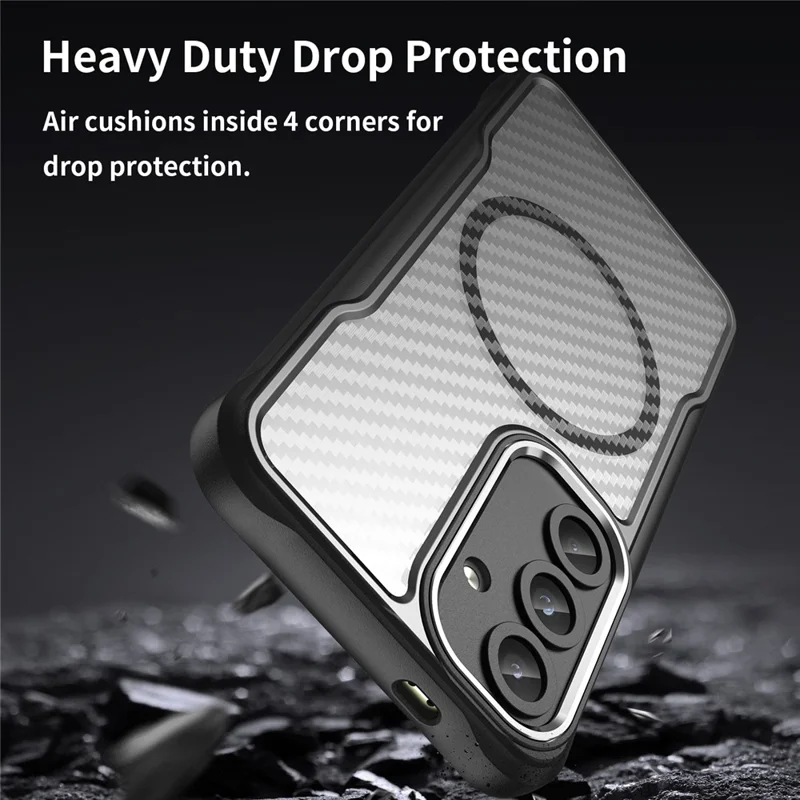 For Samsung Galaxy S25 / S24 Case Compatible with MagSafe TPU+PC Drop-Proof Magnetic Phone Cover - Black