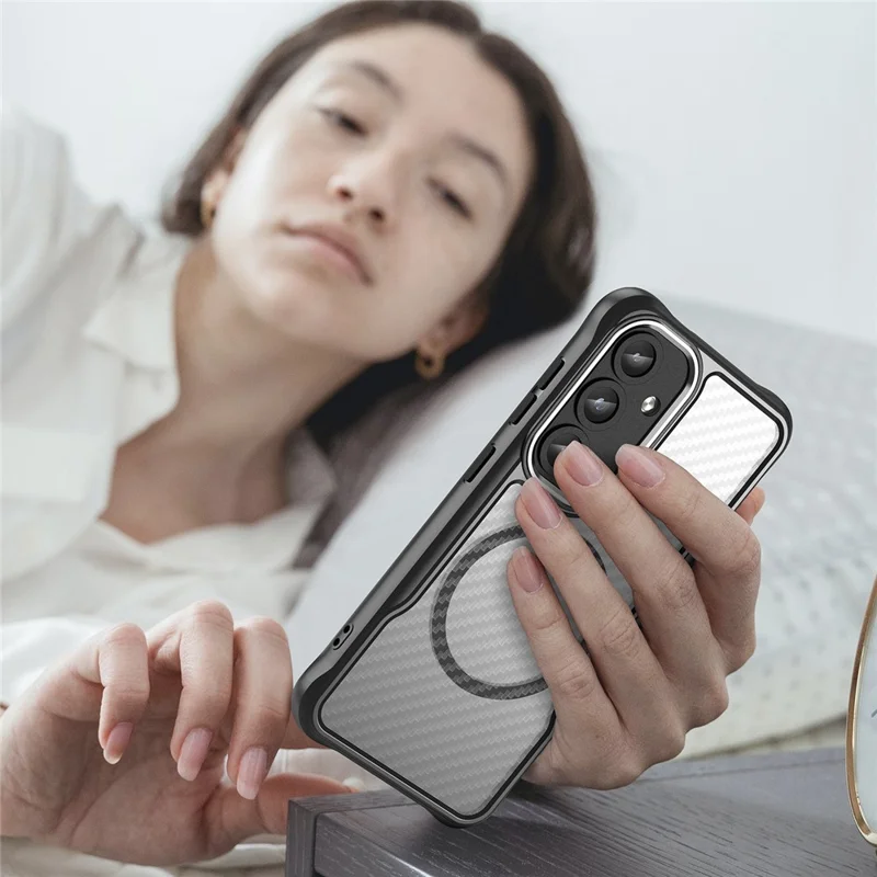 For Samsung Galaxy S25 / S24 Case Compatible with MagSafe TPU+PC Drop-Proof Magnetic Phone Cover - Black