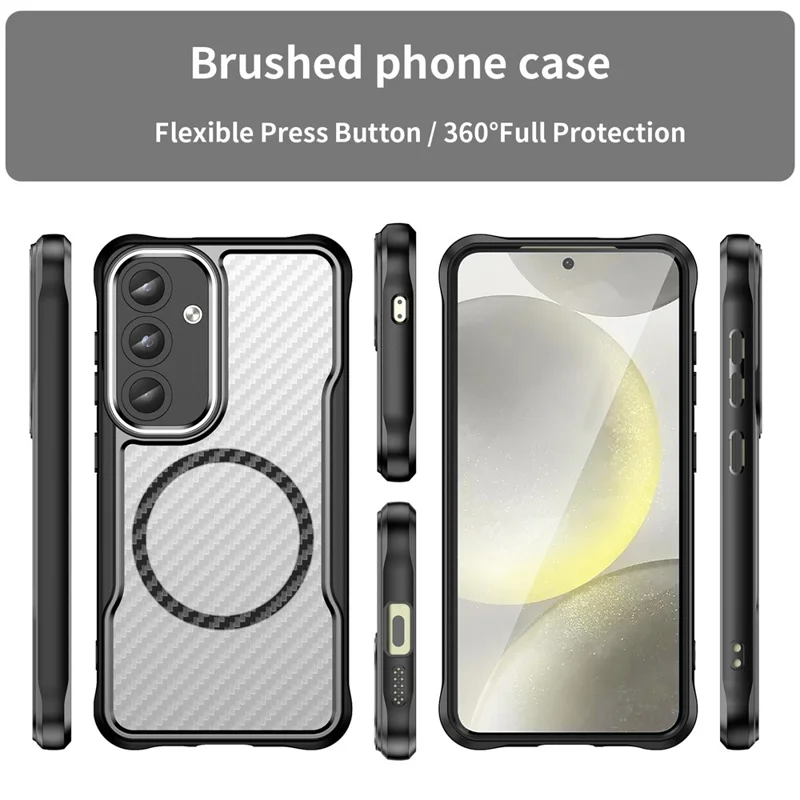 For Samsung Galaxy S25 / S24 Case Compatible with MagSafe TPU+PC Drop-Proof Magnetic Phone Cover - Black