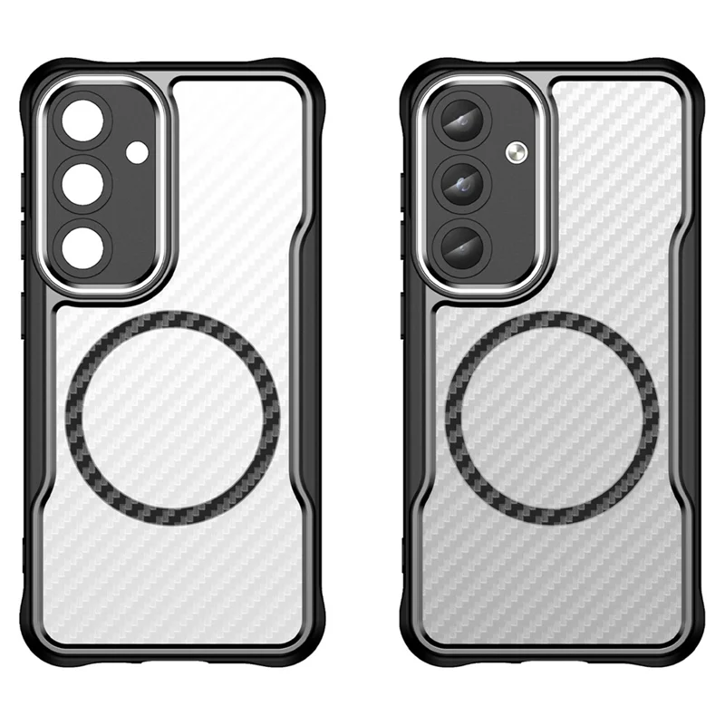 For Samsung Galaxy S25+ / S24+ Case TPU+PC Carbon Fiber Phone Cover Magnetic Case - Black