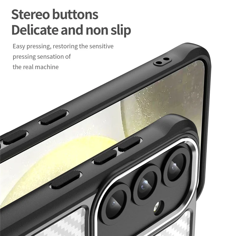 For Samsung Galaxy S25+ / S24+ Case TPU+PC Carbon Fiber Phone Cover Magnetic Case - Black