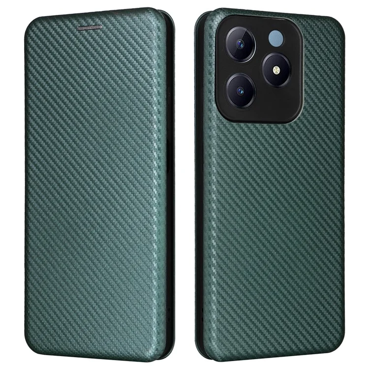 Para Realme C63 4G / C61 4G Case Carbon Fiber Texture Leather Phone Cover com Slot para Cartão - Verde