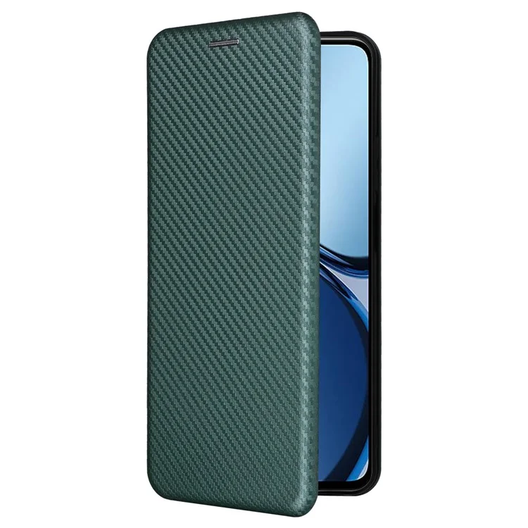 Para Realme C63 4G / C61 4G Case Carbon Fiber Texture Leather Phone Cover com Slot para Cartão - Verde