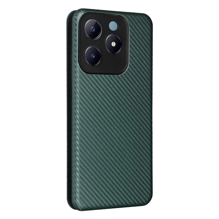 Para Realme C63 4G / C61 4G Case Carbon Fiber Texture Leather Phone Cover com Slot para Cartão - Verde