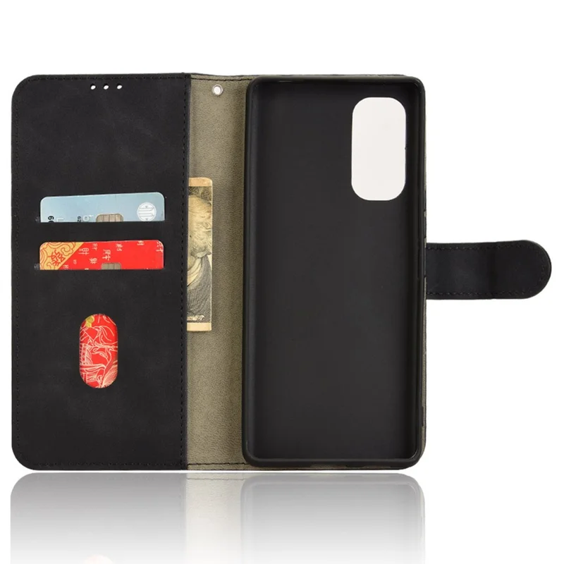 For HTC U24 Pro 5G Phone Case Skin-Touch PU Leather Wallet Magnetic Clasp Anti-Drop Cover - Black