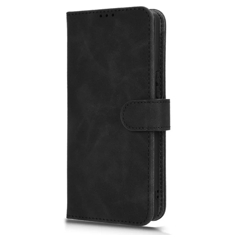 For HTC U24 Pro 5G Phone Case Skin-Touch PU Leather Wallet Magnetic Clasp Anti-Drop Cover - Black