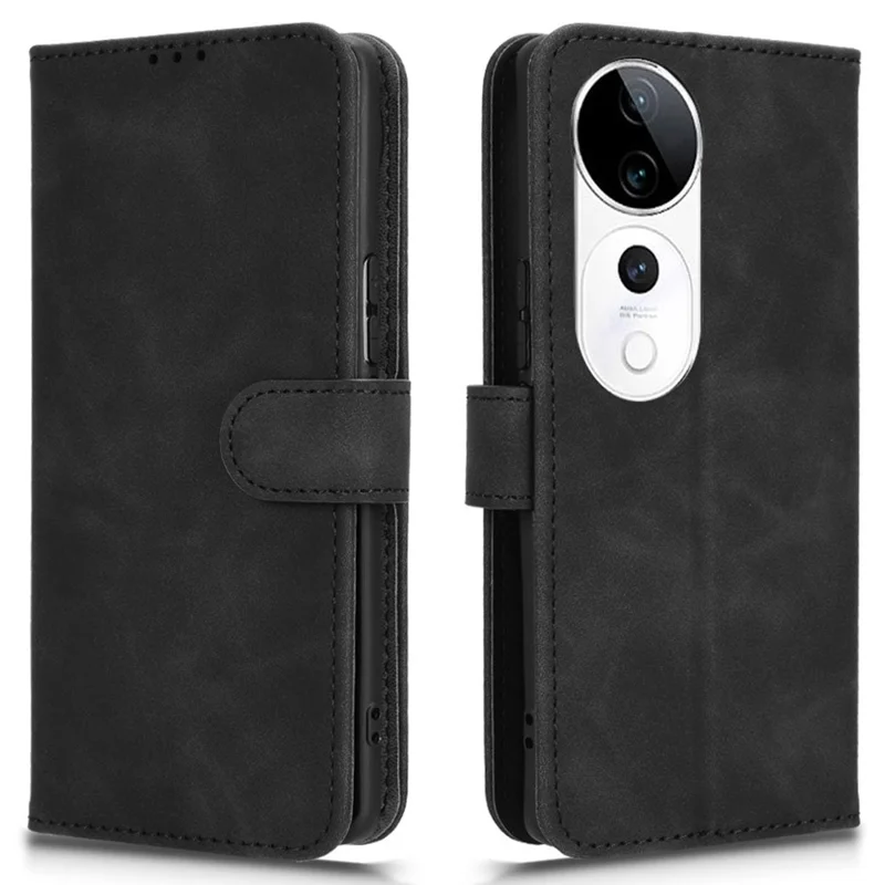 For vivo S19 Pro 5G / V40 5G Case Full Protection Leather Wallet Stand Anti-Fall Phone Cover - Black