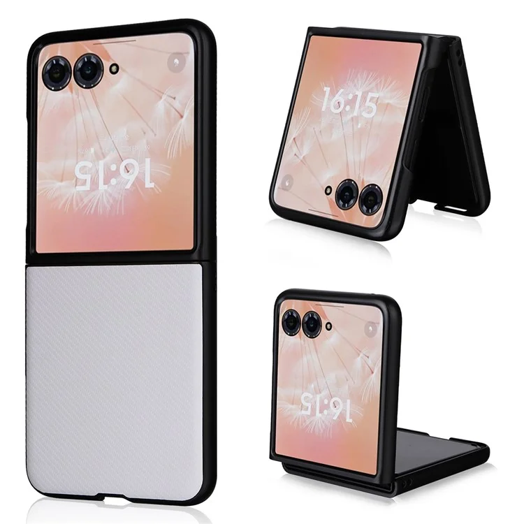 Für Motorola Razr 50 Ultra 5G Case Carbon Fiber Texture PU Leder+PC Anti-schock Telefonhülle - Weiß
