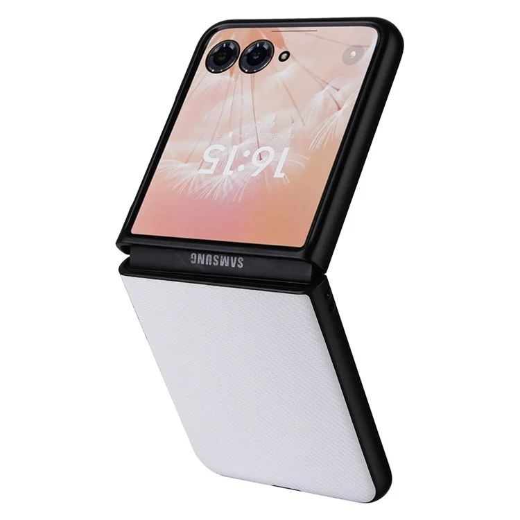 Für Motorola Razr 50 Ultra 5G Case Carbon Fiber Texture PU Leder+PC Anti-schock Telefonhülle - Weiß