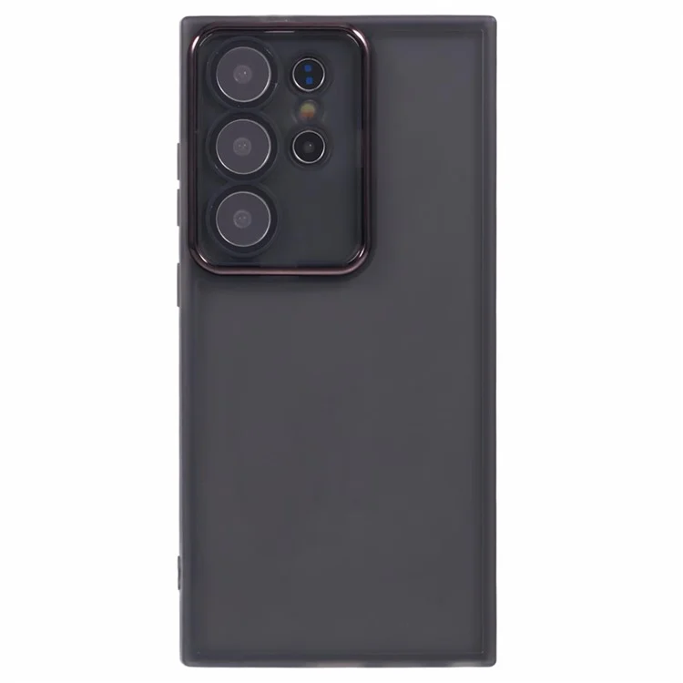 DKSM-Serie für Samsung Galaxy S24 Ultra Case Electroplated Kamerarahmen TPU Handyhülle - Transparent Schwarz