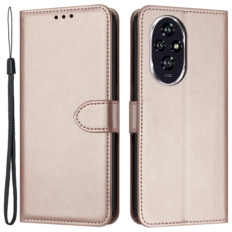 For Honor 200 Pro 5G Leather Case Stand Wallet Phone Cover - Rose Gold