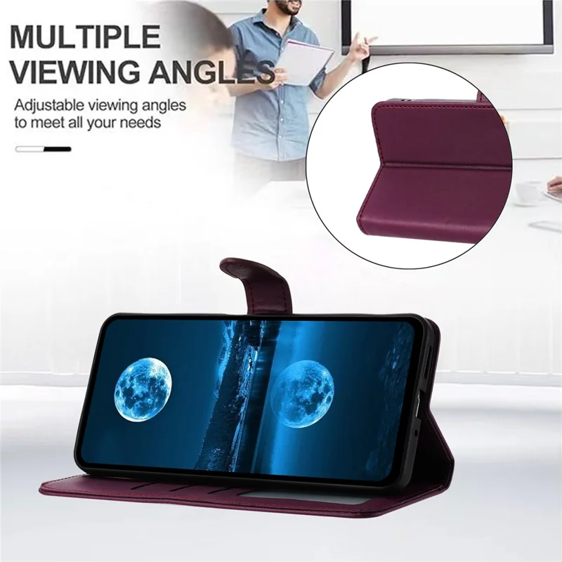 For Samsung Galaxy S24 Ultra Case Stand Leather Wallet Phone Cover with Strap - Purple