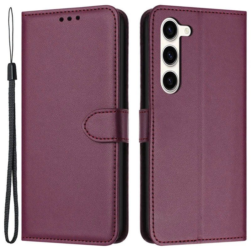 Para Samsung Galaxy S23 Case Anti-Scratch Leather Wallet Phone Cover com Suporte - Roxo