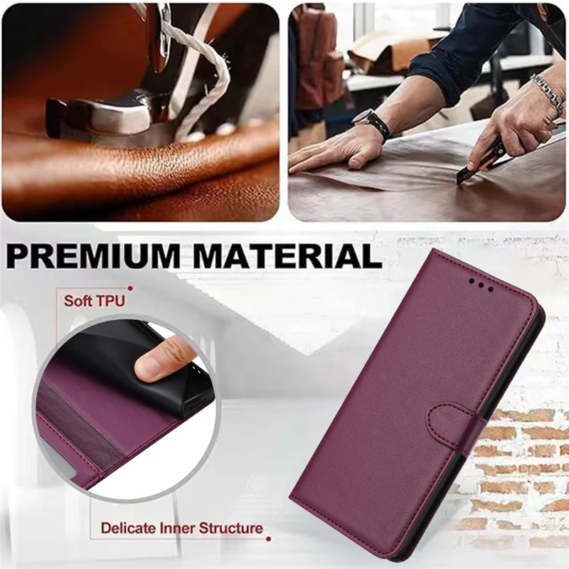 Para Samsung Galaxy S23 Case Anti-Scratch Leather Wallet Phone Cover com Suporte - Roxo