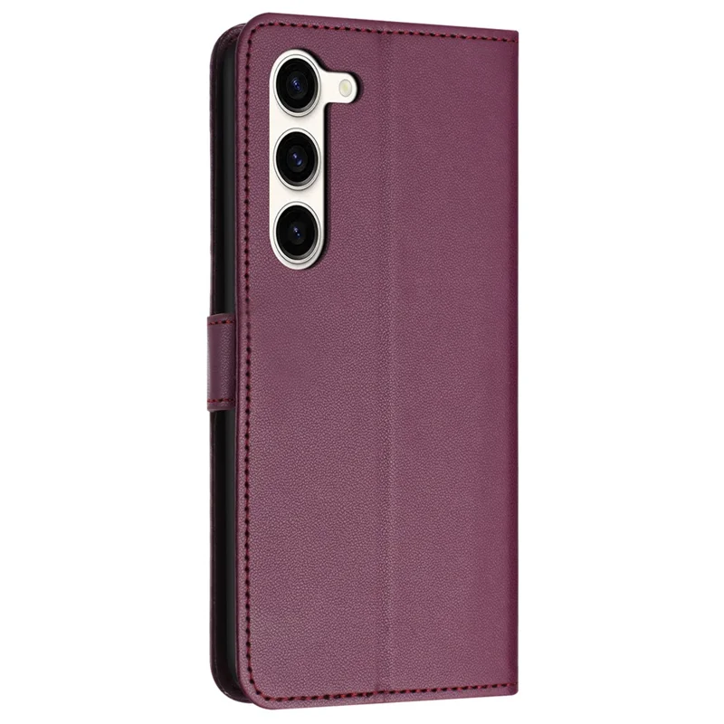 Para Samsung Galaxy S23 Case Anti-Scratch Leather Wallet Phone Cover com Suporte - Roxo