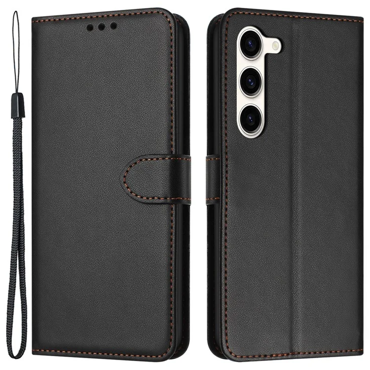 For Samsung Galaxy S23+ Phone Case Anti-Drop Stand Leather Wallet Cover - Black