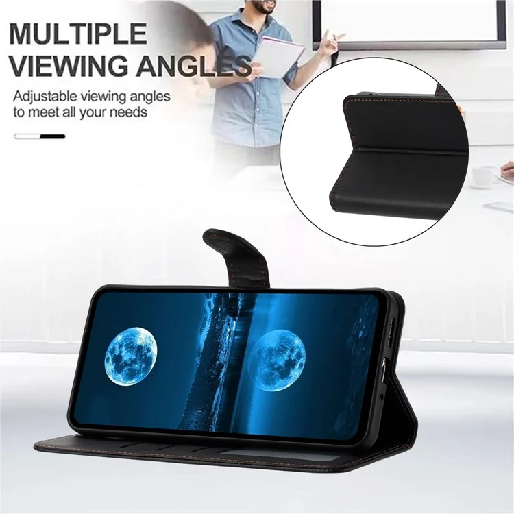 For Samsung Galaxy S23+ Phone Case Anti-Drop Stand Leather Wallet Cover - Black