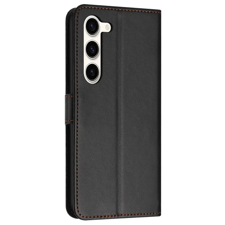 For Samsung Galaxy S23+ Phone Case Anti-Drop Stand Leather Wallet Cover - Black
