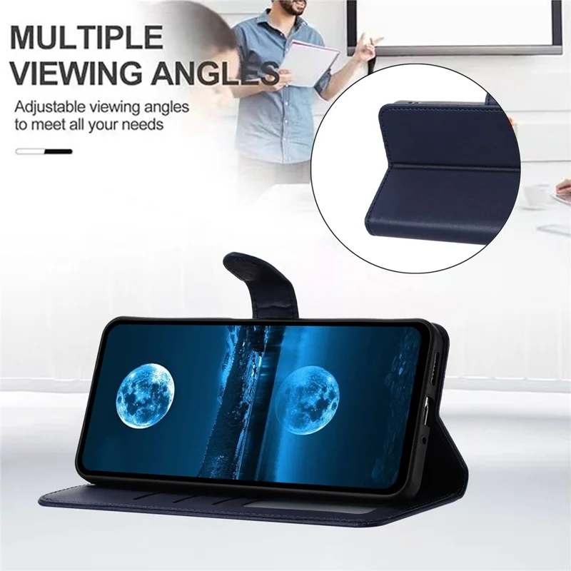 For Xiaomi Redmi Note 13 4G Leather Case Wallet Phone Cover with Stand - Blue