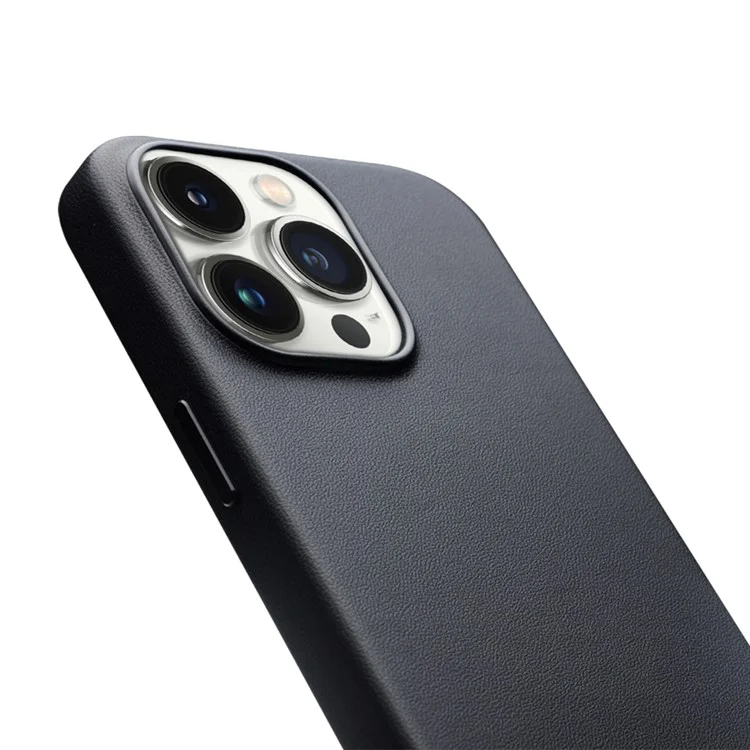 QIALINO For iPhone 15 Pro Case Compatible with MagSafe Silicone+PU Covered Phone Shell - Black