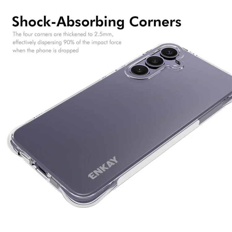 ENKAY HAT PRINCE Für Samsung Galaxy S24 FE Crystal Clear Case TPU Handyhülle Eckenairbag Fallschutz