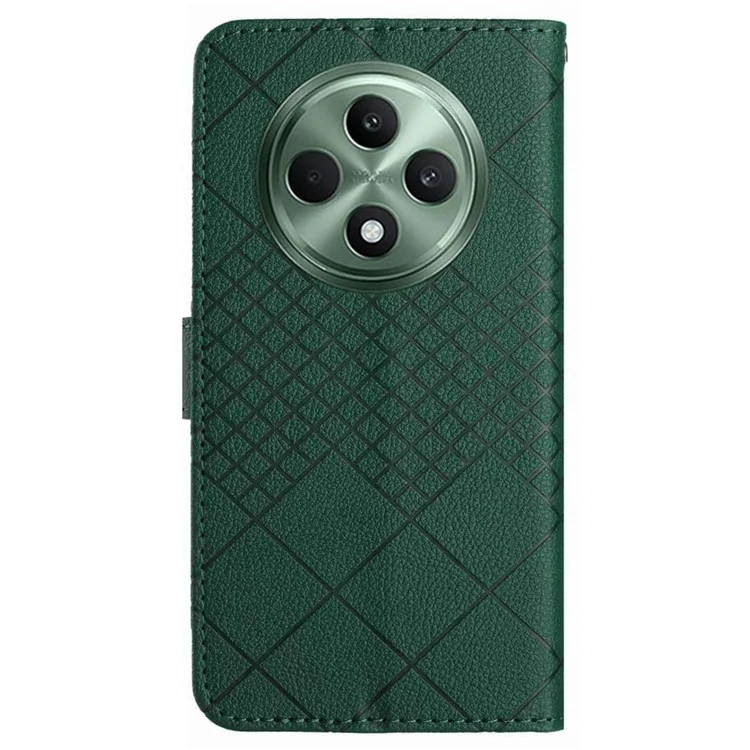 HT06 For Oppo Reno12 F 5G Case PU Leather Wallet Flip Folio Phone Cover - Green