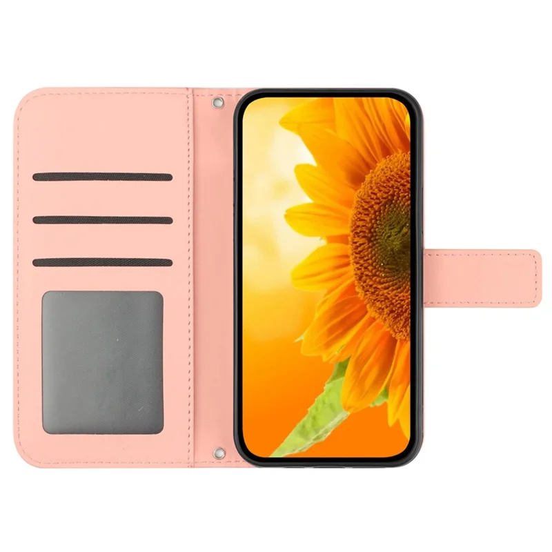 HT04 For Samsung Galaxy M35 5G Case Sunflower Leather Wallet Phone Cover - Light Pink