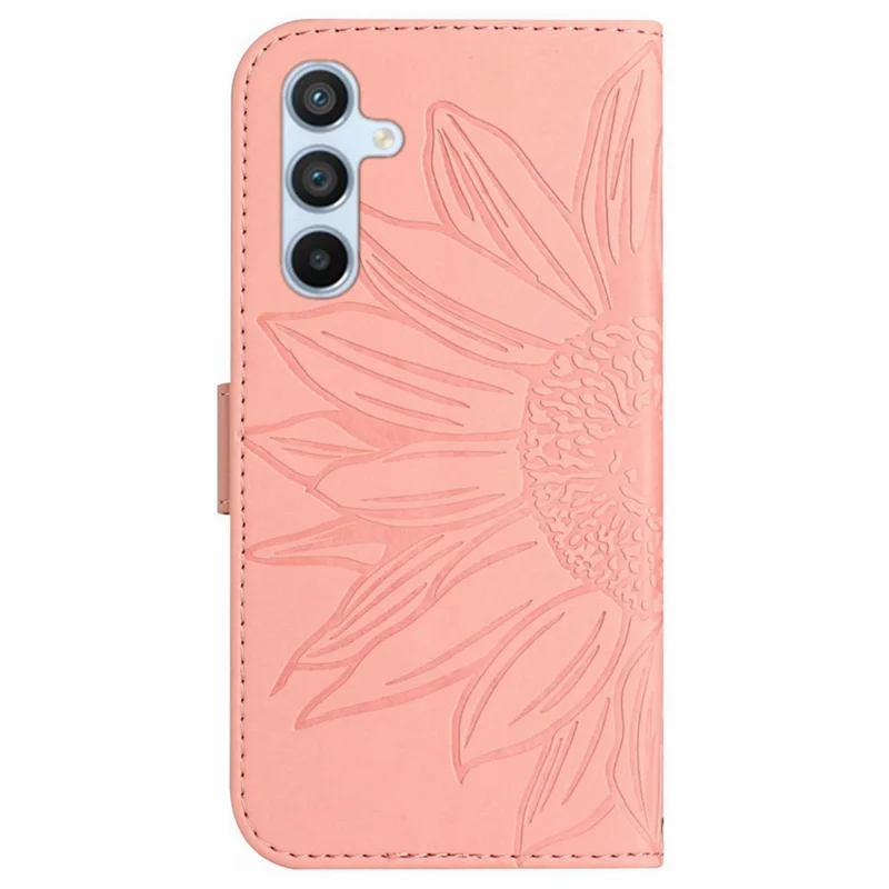 HT04 For Samsung Galaxy M35 5G Case Sunflower Leather Wallet Phone Cover - Light Pink