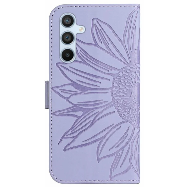 HT04 für Samsung Galaxy M35 5G Case mit Schultergurt Sonnenblumen-Lederhülle - Helllila