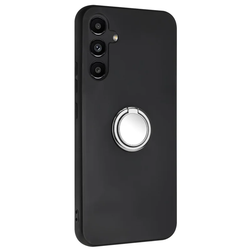 For Samsung Galaxy M35 5G Case Ring Kickstand Matte Soft TPU Phone Cover - Silver
