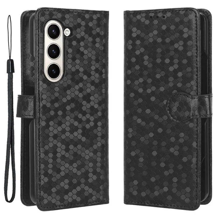 Para Samsung Galaxy Z Fold6 5G Wallet Case Dot Pattern PU Leather Phone Cover - Preto