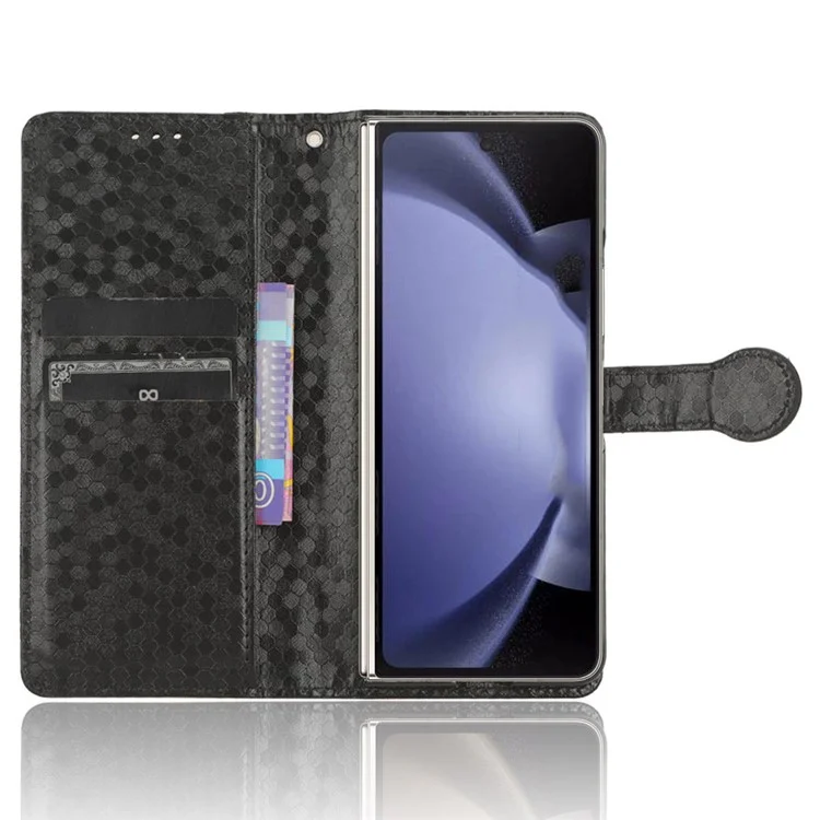 Para Samsung Galaxy Z Fold6 5G Wallet Case Dot Pattern PU Leather Phone Cover - Preto