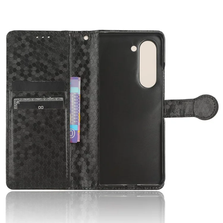 Para Samsung Galaxy Z Fold6 5G Wallet Case Dot Pattern PU Leather Phone Cover - Preto